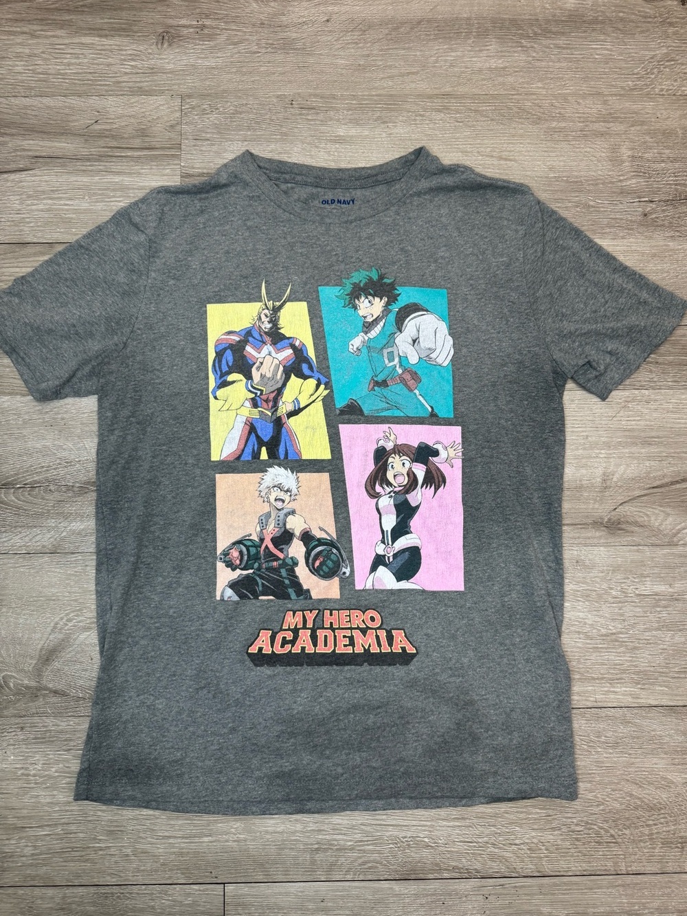 My Hero Academia Graphic T Shirt Gray Anime Deku All Might Bakugo XL 14-16